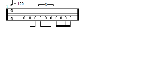 Rhythm in bass tabs with no notation