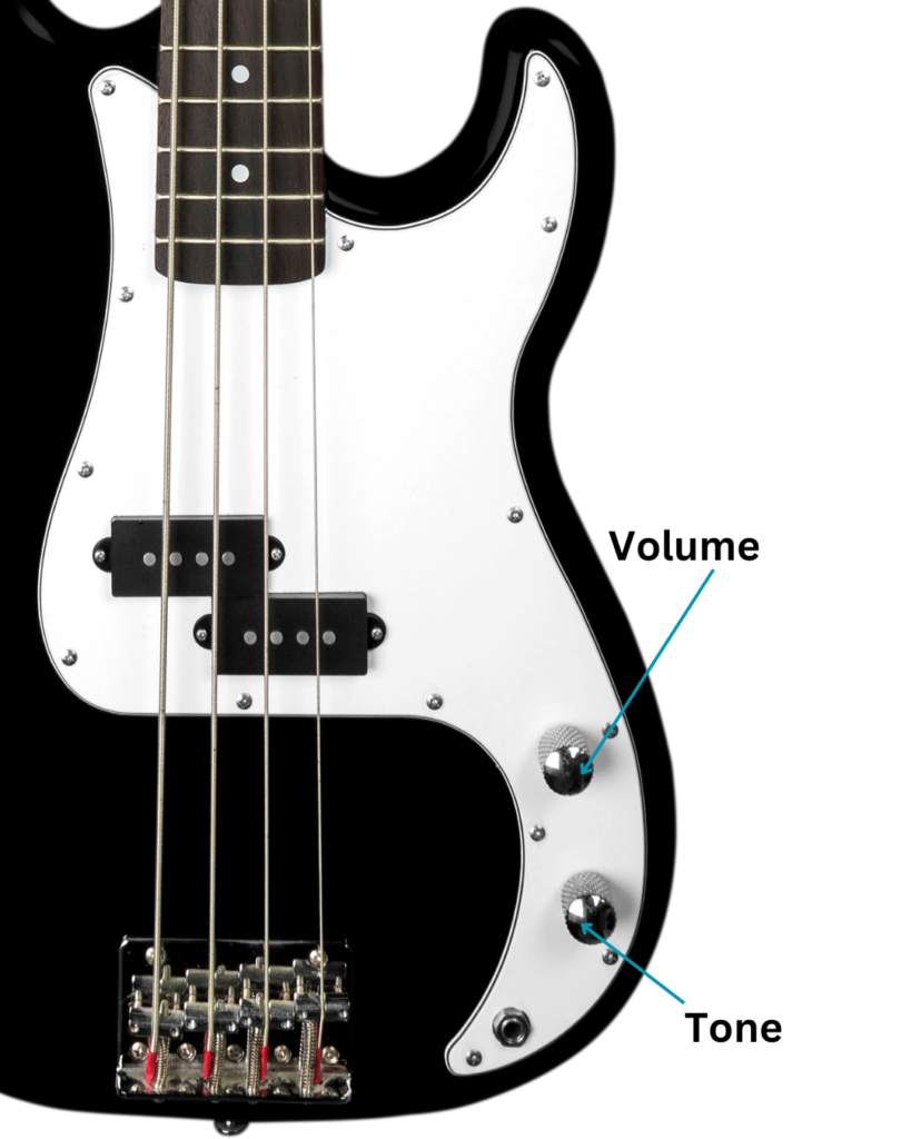 Bass guitar knobs: Volume knob and tone knob